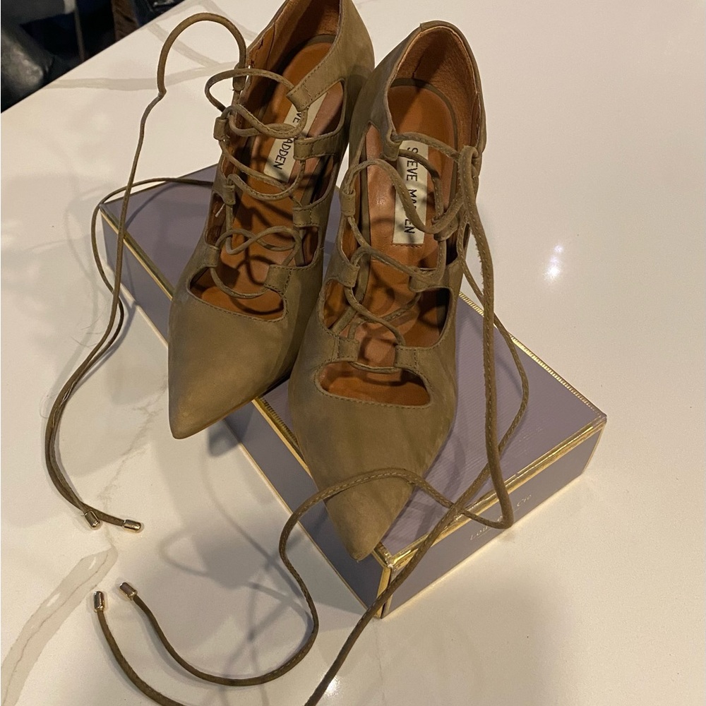 Steve Madden olive green Lace-Up Heels